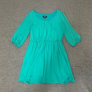 Iz Byer Teal Green A-Line Chiffon Dress